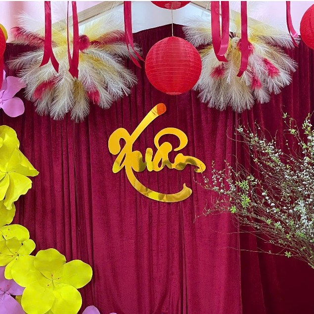 Chữ trang trí Xuân alu vàng, đỏ – mẫu 1